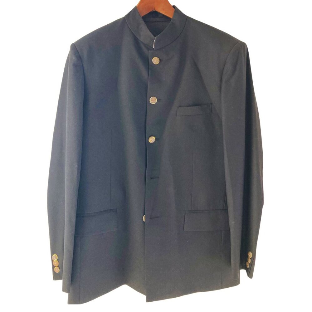 Men's Black Indian Nehru Jacket – Brass Buttons, Formal Ethnic Wear, India